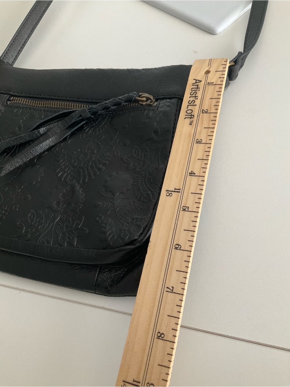 The Sak Black Embossed Leather Crossbody with Tassel - Picture 8 of 10